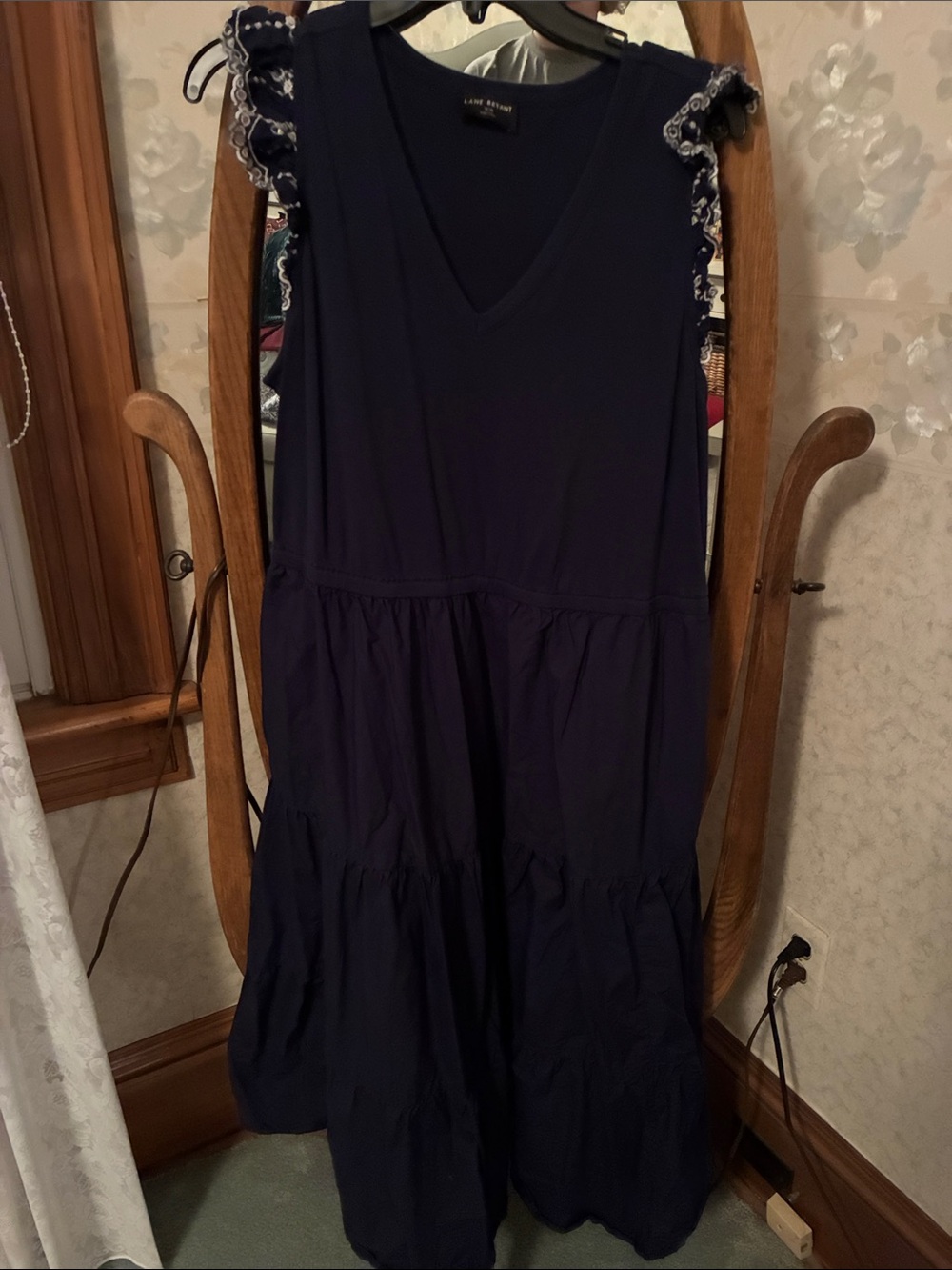 Lane Bryant Navy Sleeveless Tiered V-Neck Maxi Dress